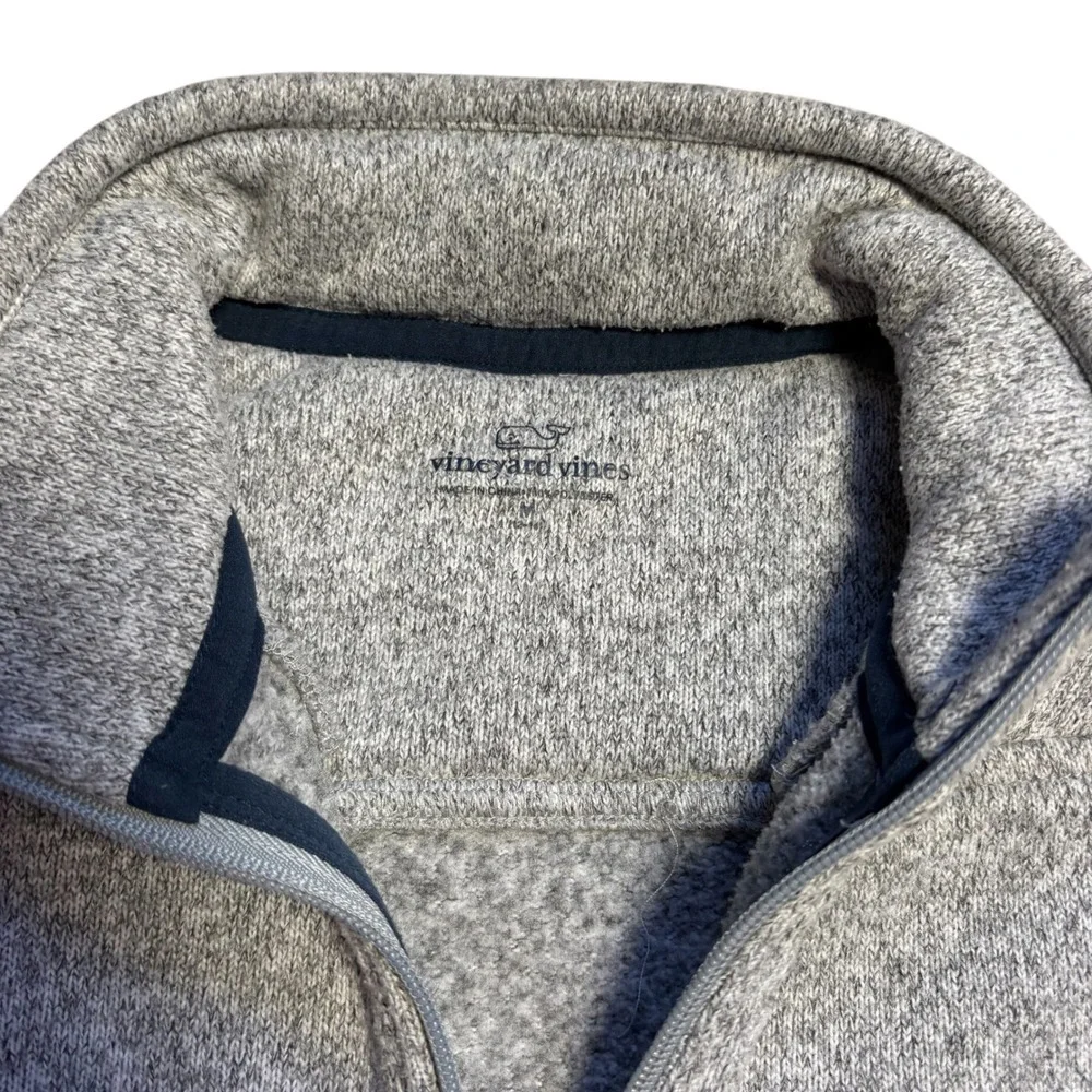 Vineyard Vines Boys Gray Sweater‎ Fleece Quarter Zip Pullover Size Medium